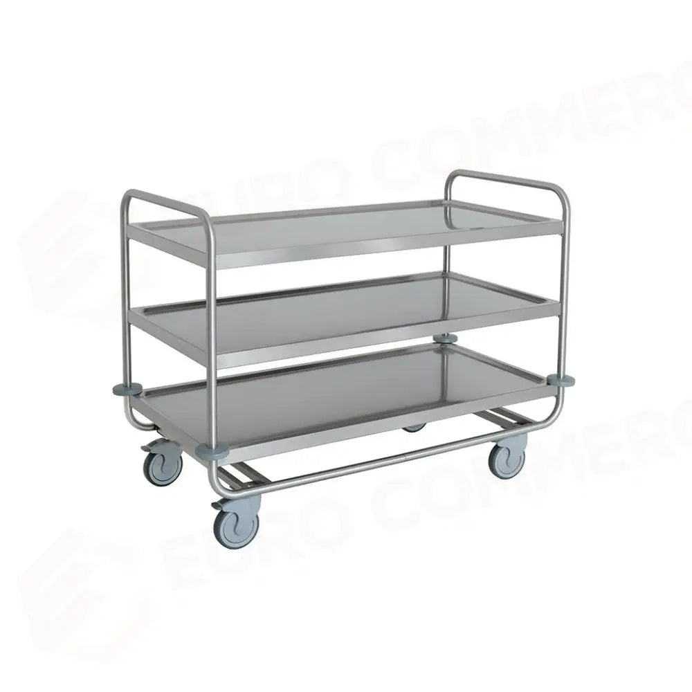 CARRELLO INOX PORTATA 200 KG 3 PIANI STAMPATI CM 120X60 - 1403P3 - METALCARRELLI - CARRELLI