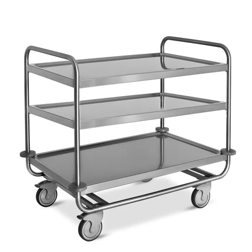 CARRELLO INOX PORTATA 200 KG 3 PIANI STAMPATI CM 80X50 - 1405C - METALCARRELLI - CARRELLI