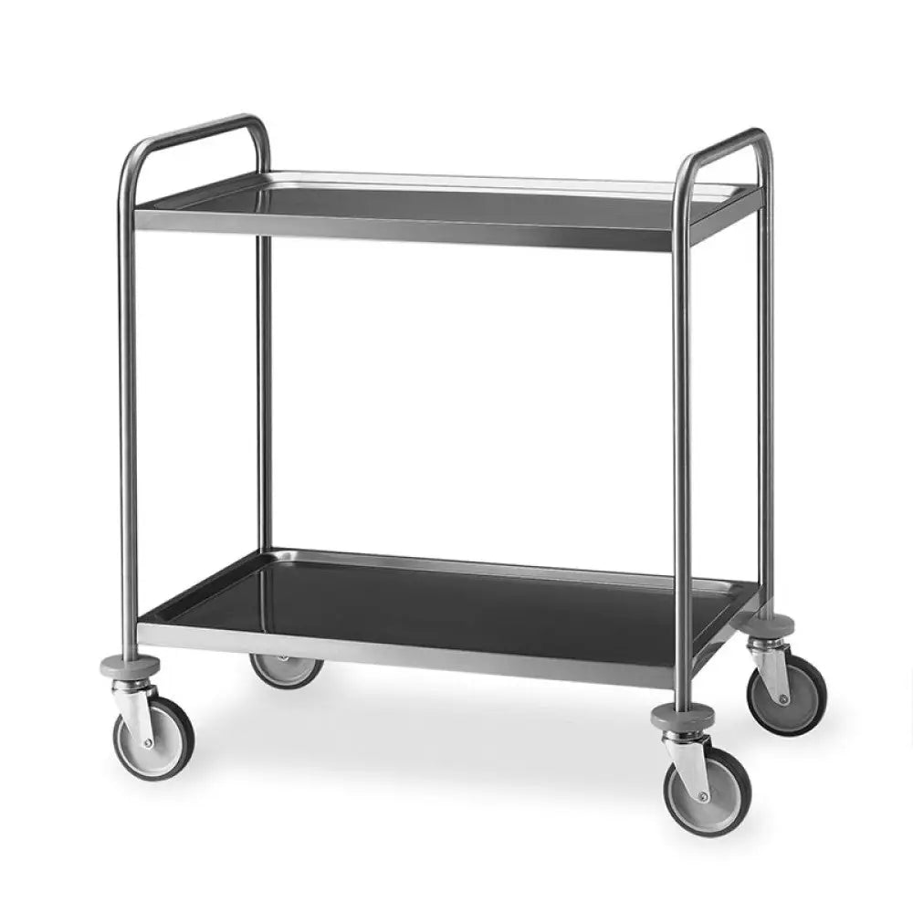 CARRELLO INOX SALDATO 2 PIANI STAMPATI CM 80X50 - 1400CS - METALCARRELLI - CARRELLI