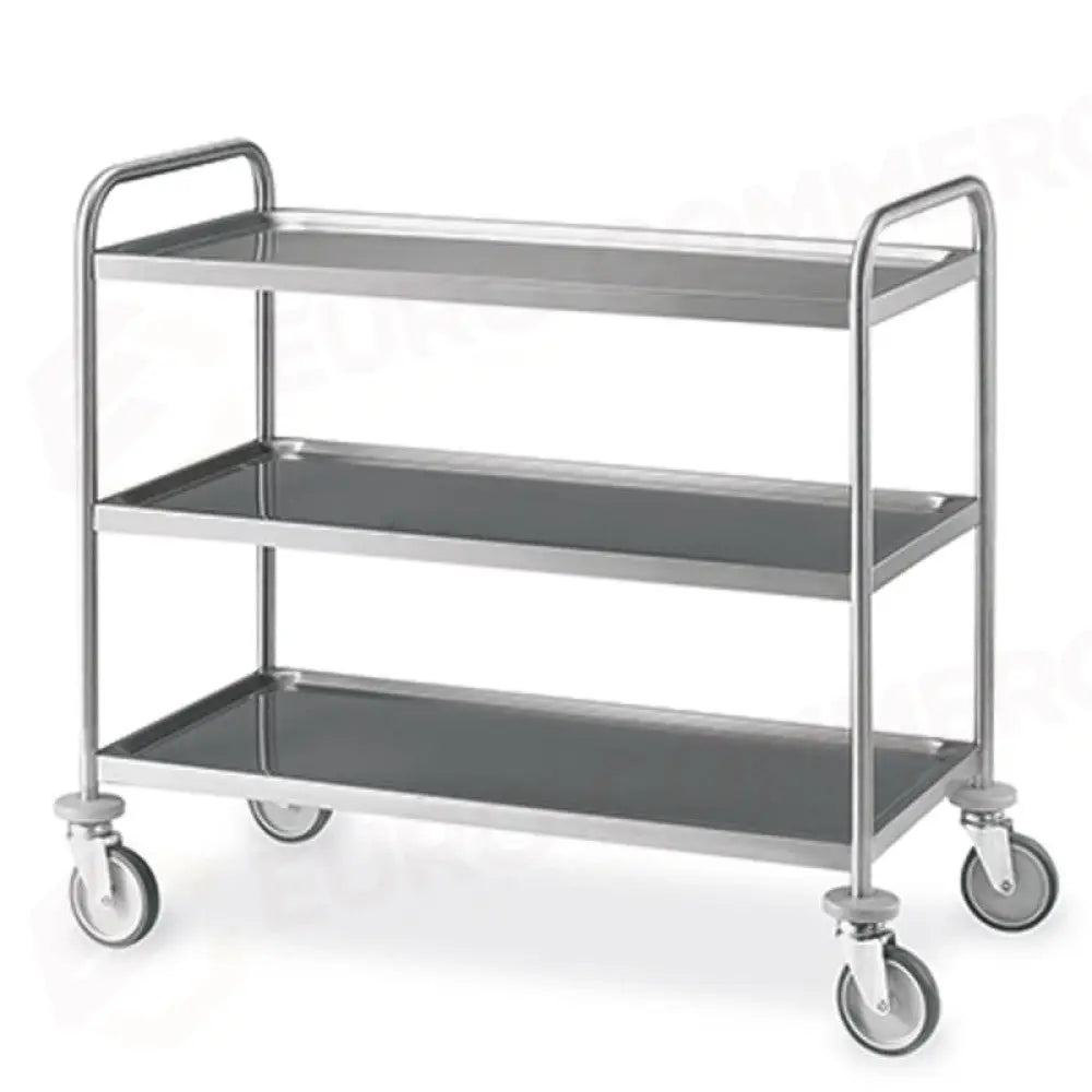 CARRELLO INOX SALDATO 3 PIANI STAMPATI CM 100X50 - 1405S - METALCARRELLI - CARRELLI