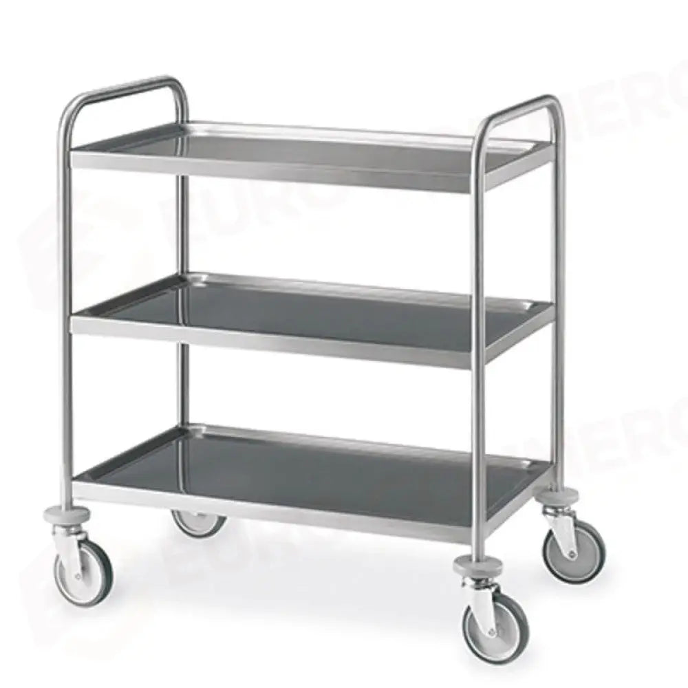 CARRELLO INOX SALDATO 3 PIANI STAMPATI CM 80X50 - 1405CS - METALCARRELLI - CARRELLI