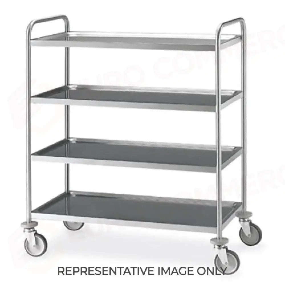 CARRELLO INOX SALDATO 4 PIANI STAMPATI CM 80X50 - 1410CS - METALCARRELLI - CARRELLI