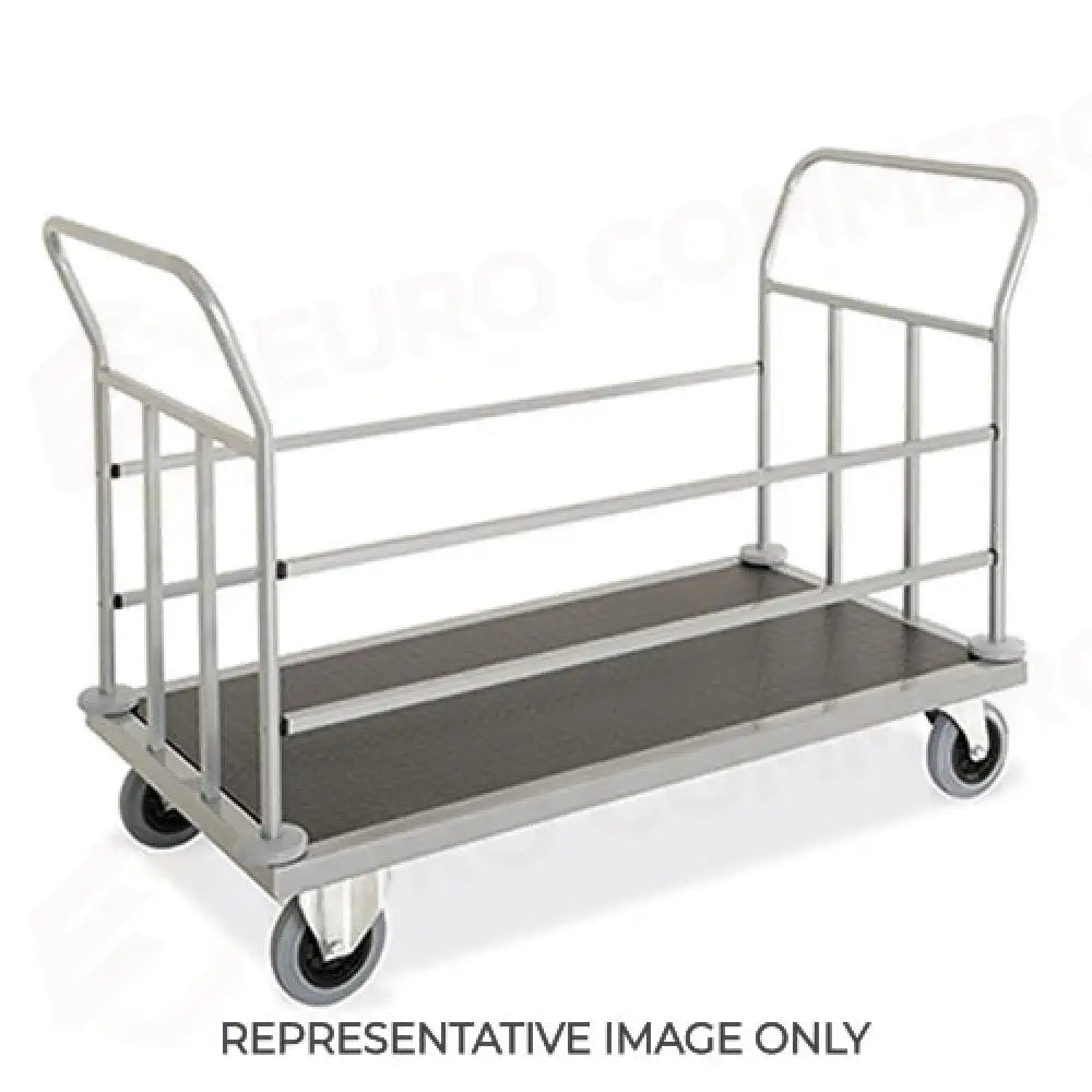 CARRELLO PORTABAGAGLI CON 2 SPONDE RUOTE ELASTICHE 2 FRENATE - 1894.3-E - METALCARRELLI - CARRELLI