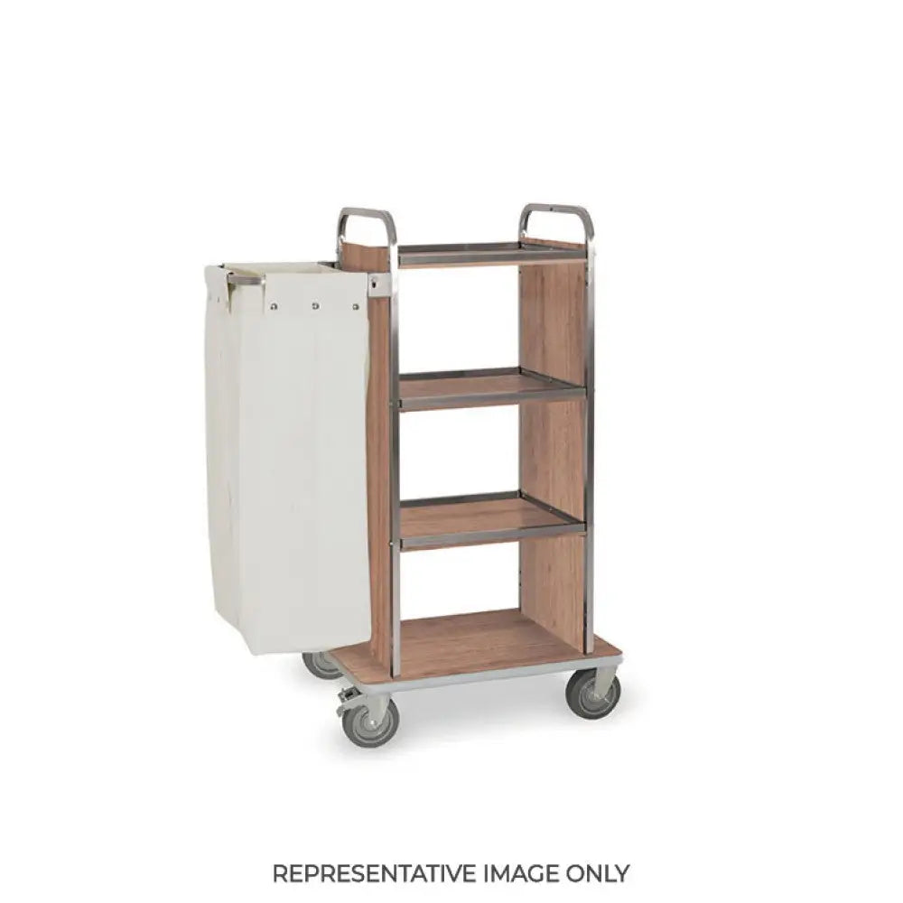 CARRELLO PORTABIANCHERIA 4 PIANI CM 50X45 PANNELLI LATERALI ROVERE TABACCO 2 RUOTE FRENATE - 4451-F - METALCARRELLI
