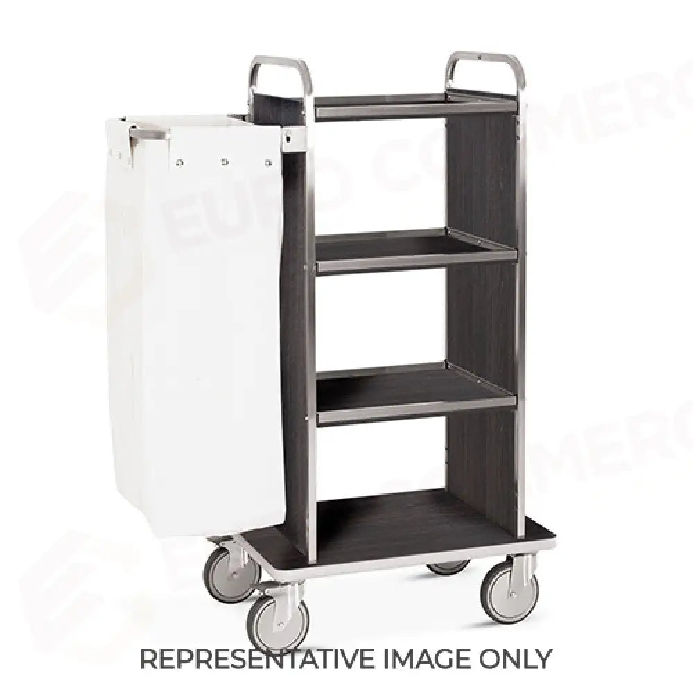 CARRELLO PORTABIANCHERIA 4 PIANI CM 50X45 PANNELLI SU 3 LATI ROVERE - 4451T-F - METALCARRELLI - CARRELLI