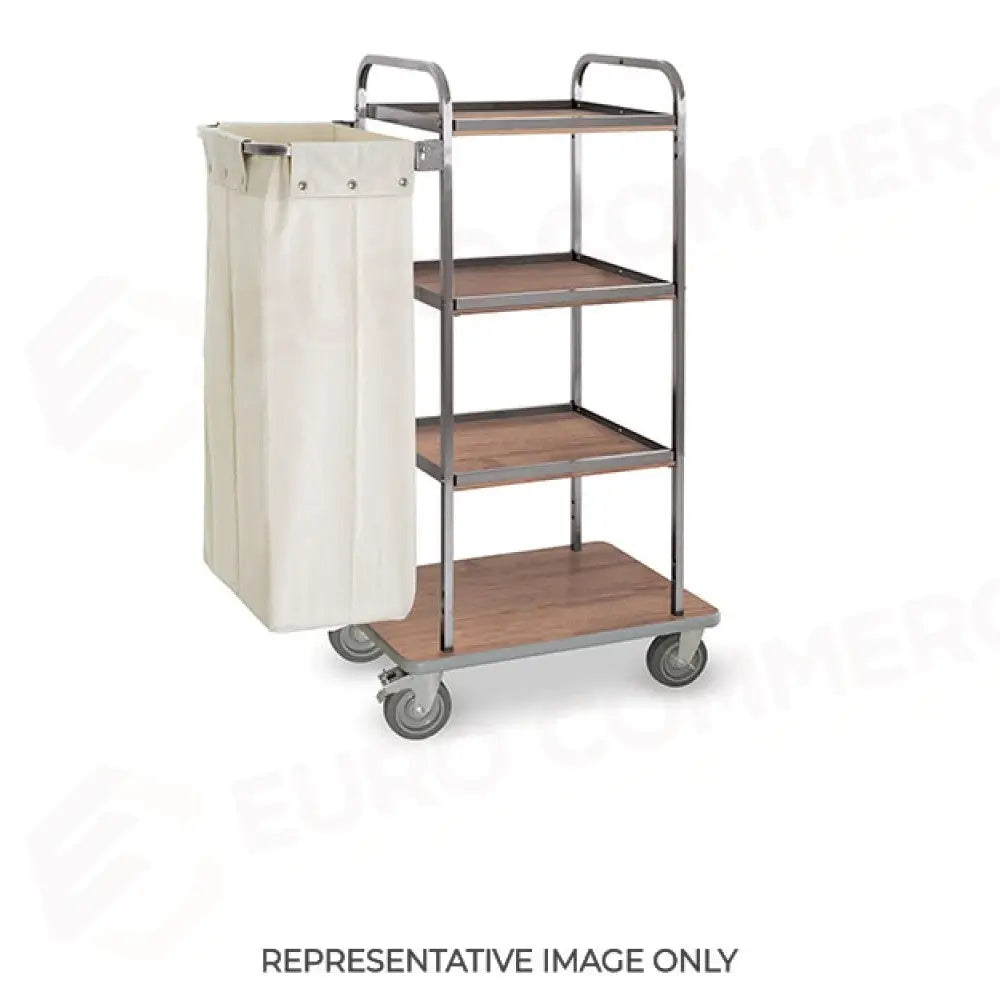 CARRELLO PORTABIANCHERIA 4 PIANI CM 50X45 ROVERE 2 RUOTE FRENATE - 4450-E - METALCARRELLI - CARRELLI