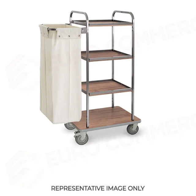 CARRELLO PORTABIANCHERIA, 4 PIANI CM 50X45, ROVERE, 2 RUOTE FRENATE - 4450-E - METALCARRELLI