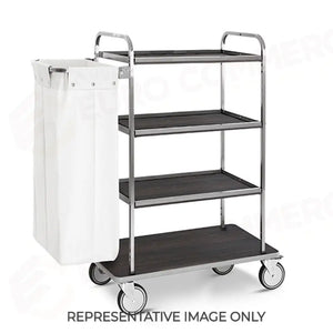 CARRELLO PORTABIANCHERIA 4 PIANI CM 70X45 PANNELLI LATERALI ROVERE TABACCO - 4470T-E - METALCARRELLI - CARRELLI