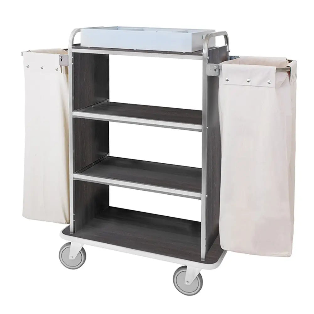 CARRELLO PORTABIANCHERIA 4 PIANI CM 70X45 PANNELLI LATERALI ROVERE TABACCO RUOTE ELASTICHE,2 FRENATE - 4471T