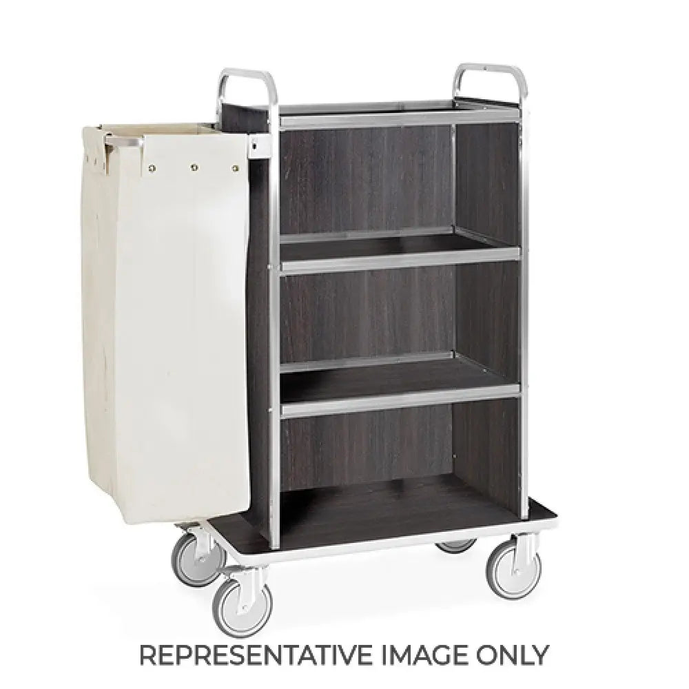CARRELLO PORTABIANCHERIA 4 PIANI CM 70X45 PANNELLI SU TRE LATI ROVERE RUOTE ELASTICHE 2 FRENATE - 4472-E