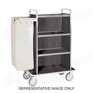 CARRELLO PORTABIANCHERIA 4 PIANI CM 70X45 PANNELLI SU TRE LATI ROVERE RUOTE ELASTICHE 2 FRENATE - 4472-E
