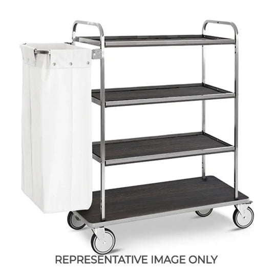 CARRELLO PORTABIANCHERIA 4 PIANI CM 90X45 PANNELLI LATERALI ROVERE - 4490 - METALCARRELLI - CARRELLI