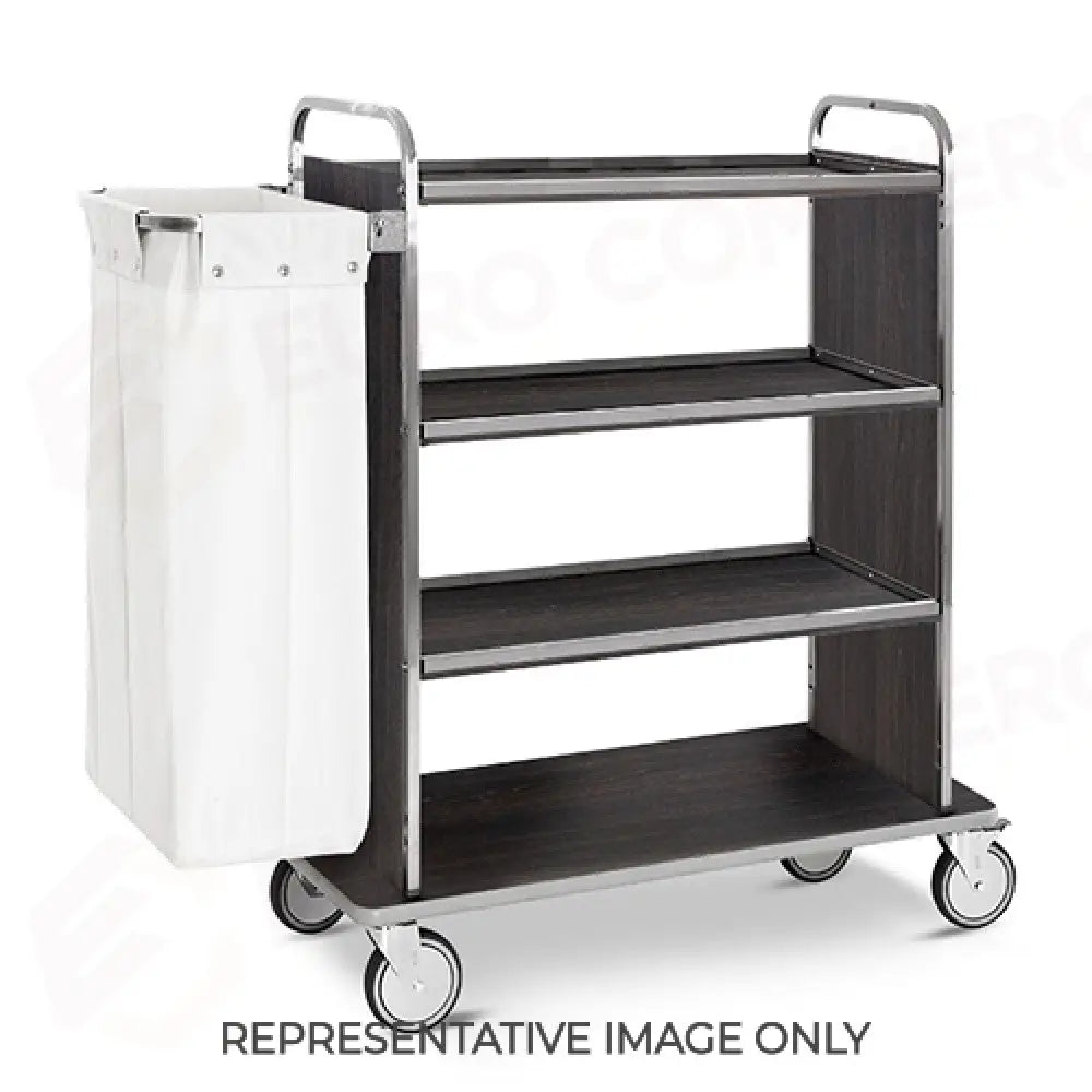 CARRELLO PORTABIANCHERIA 4 PIANI CM 90X45 PANNELLI SU 3 LATI ROVERE - 4491T-F - METALCARRELLI - CARRELLI