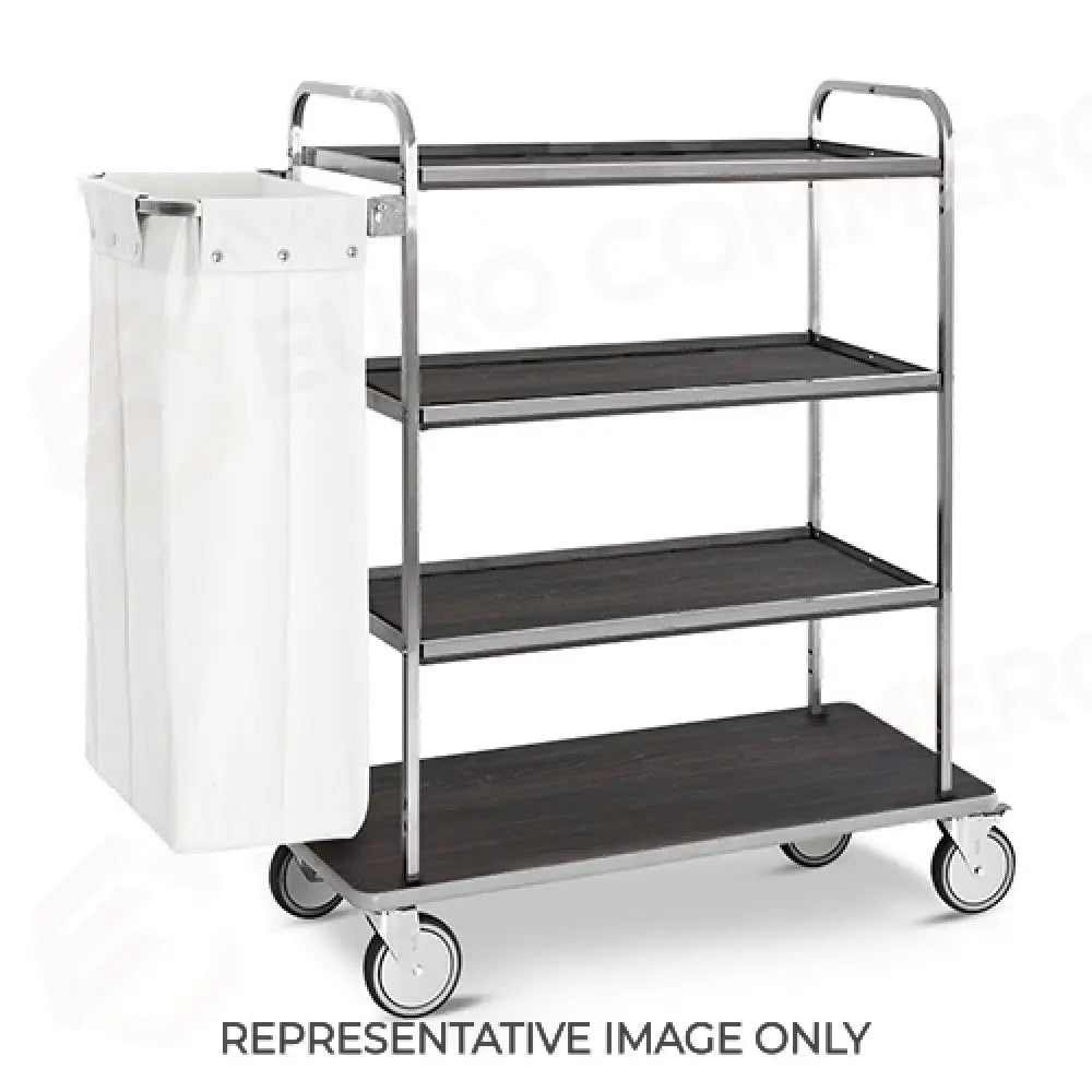 CARRELLO PORTABIANCHERIA 4 PIANI CM 90X45 ROVERE 2 RUOTE FRENATE - 4490-E - METALCARRELLI - CARRELLI