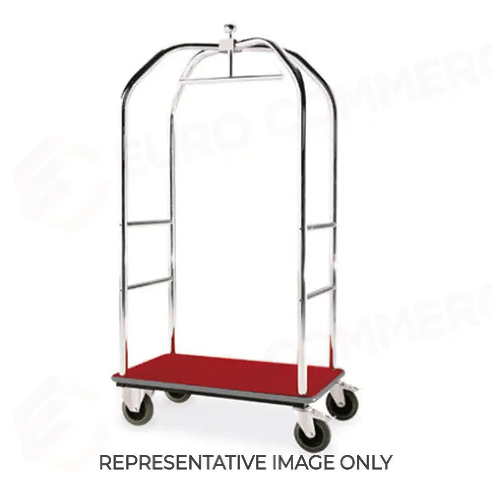 CARRELLO PORTABITI/PORTABAGAGLI CROMATO MOQUETTE BORDEAUX CM 79X59X189H RUOTE ELASTICHE 2 FRENATE - 1922CR-E