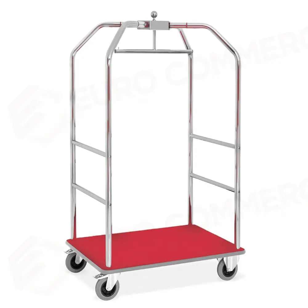 CARRELLO PORTABITI/PORTABAGAGLI CROMATO MOQUETTE BORDEAUX CM 108X76X189H - 1950CR - METALCARRELLI - CARRELLI
