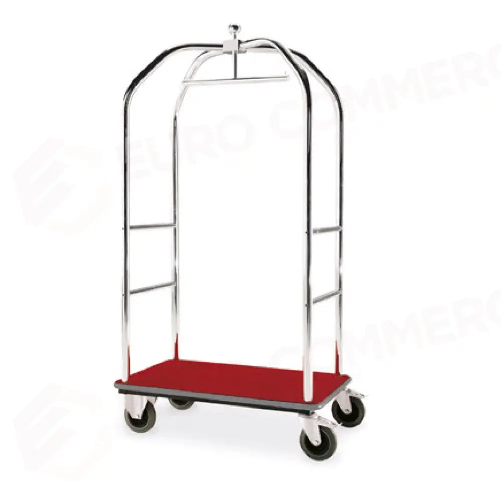 CARRELLO PORTABITI/PORTABAGAGLI CROMATO MOQUETTE BORDEAUX CM 99X59X189H - 1920CR - METALCARRELLI - CARRELLI