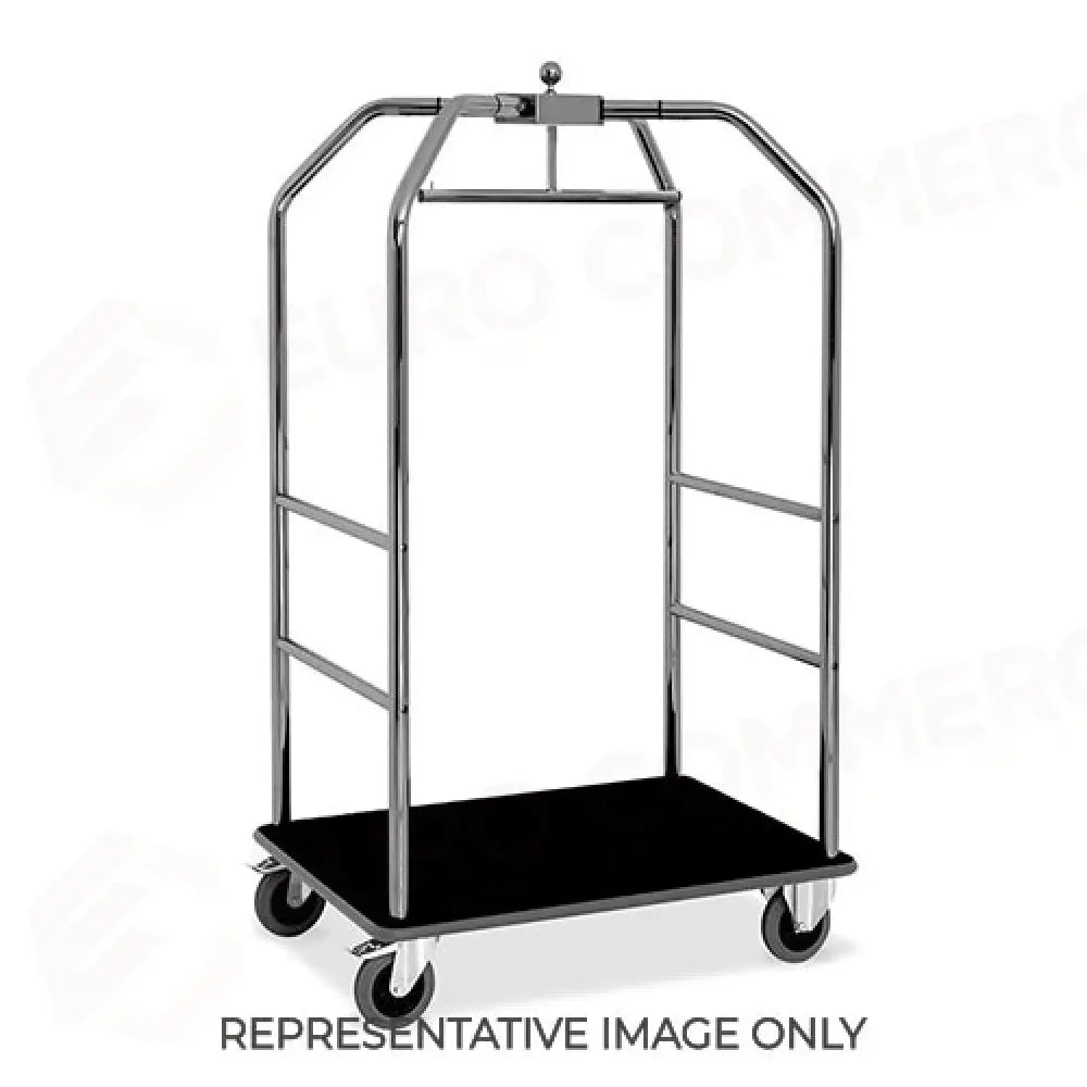 CARRELLO PORTABITI/PORTABAGAGLI CROMATO MOQUETTE NERA CM 108X76X189H RUOTE ELASTICHE 2 FRENATE - 1950CN-E