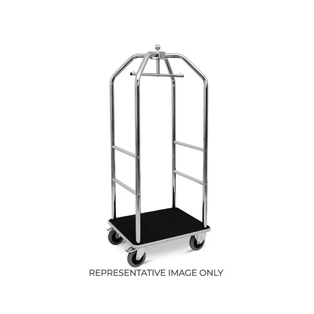 CARRELLO PORTABITI/PORTABAGAGLI CROMATO MOQUETTE NERA CM 79X59X189H RUOTE ELASTICHE 2 FRENATE - 1922CN-E