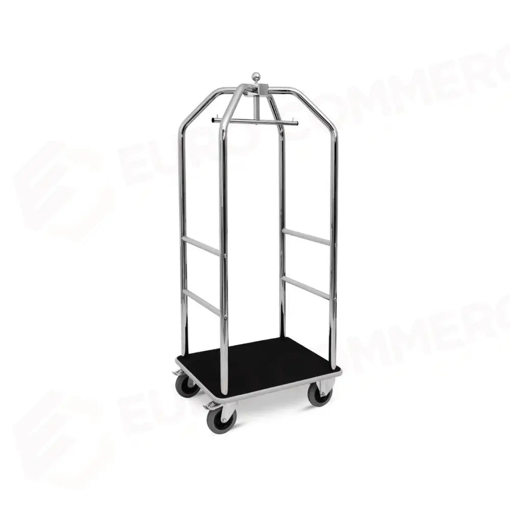 CARRELLO PORTABITI/PORTABAGAGLI CROMATO MOQUETTE NERA CM 79X59X189H - 1922CN - METALCARRELLI - CARRELLI