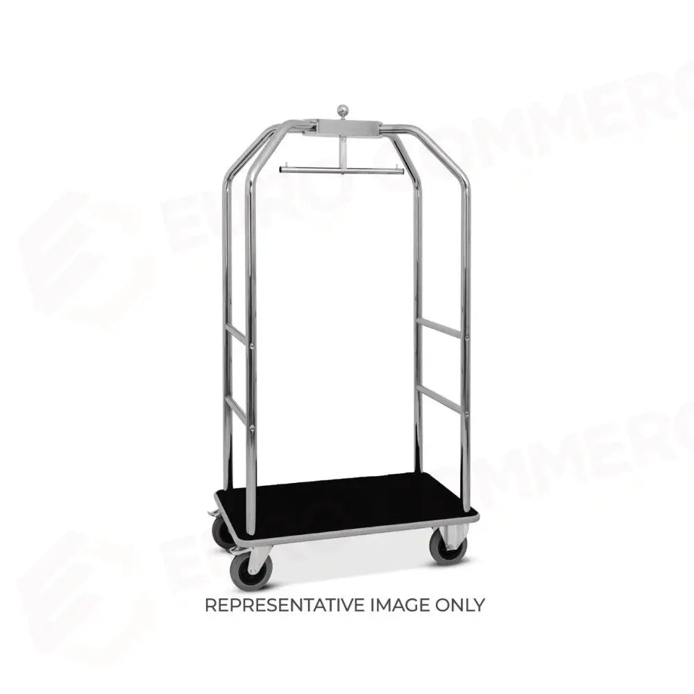 CARRELLO PORTABITI/PORTABAGAGLI CROMATO MOQUETTE NERA- CM 99X59X189H RUOTE ELASTICHE 2 FRENATE - 1920CN-E