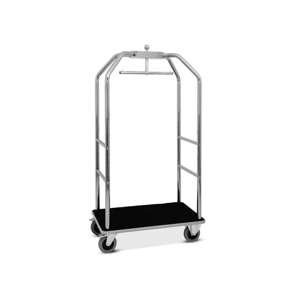 CARRELLO PORTABITI/PORTABAGAGLI CROMATO MOQUETTE NERA- CM 99X59X189H - 1920CN - METALCARRELLI - CARRELLI