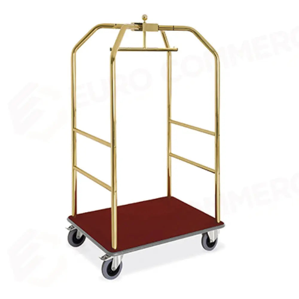 CARRELLO PORTABITI/PORTABAGAGLI OTTONATO MOQUETTE BORDEAUX CM 108X76X189H - 1950R - METALCARRELLI - CARRELLI
