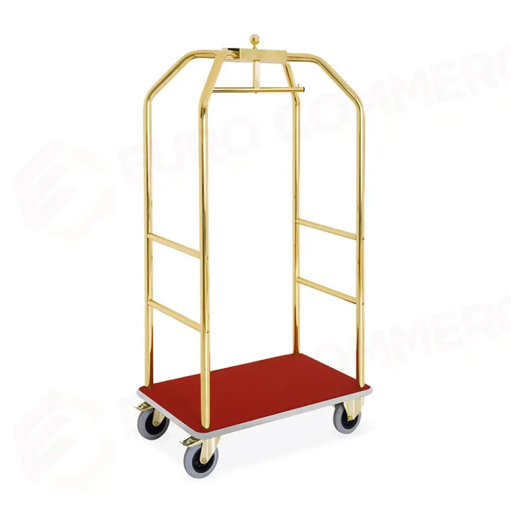CARRELLO PORTABITI/PORTABAGAGLI OTTONATO MOQUETTE BORDEAUX CM 99X59X189H - 1920R - METALCARRELLI - CARRELLI