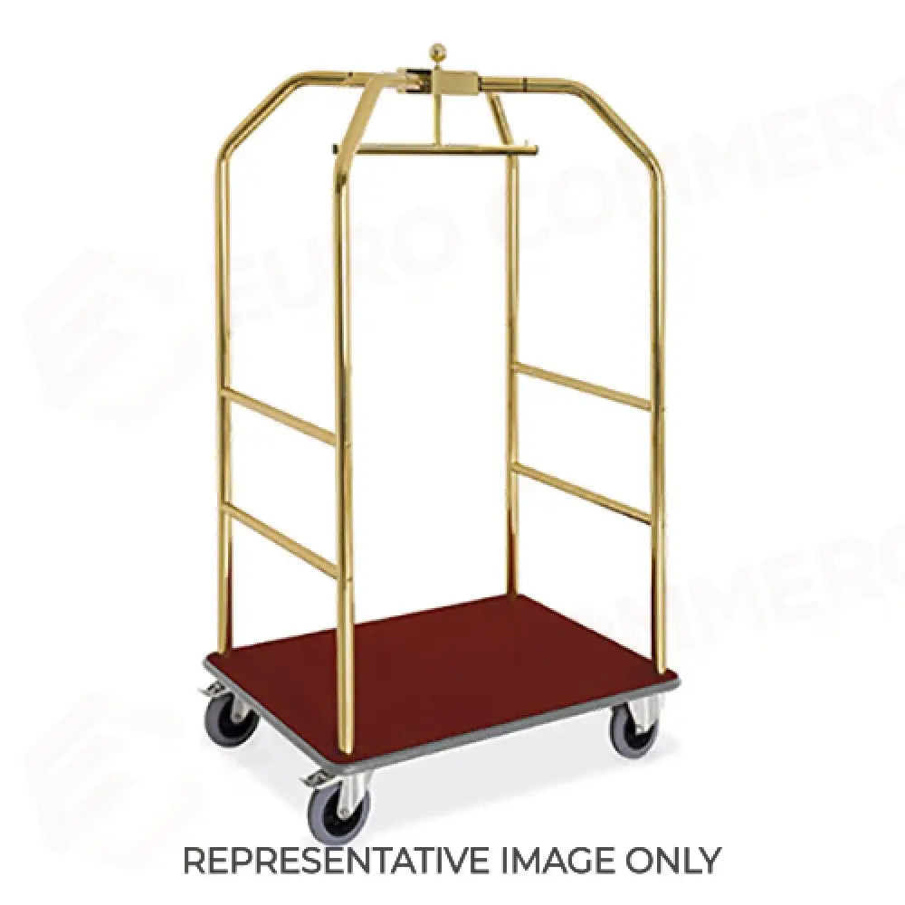 CARRELLO PORTABITI/PORTABAGAGLI OTTONATO MOQUETTE BORDEAUX CM 108X76X189H RUOTE ELASTICHE 2 FRENATE - 1950R-E