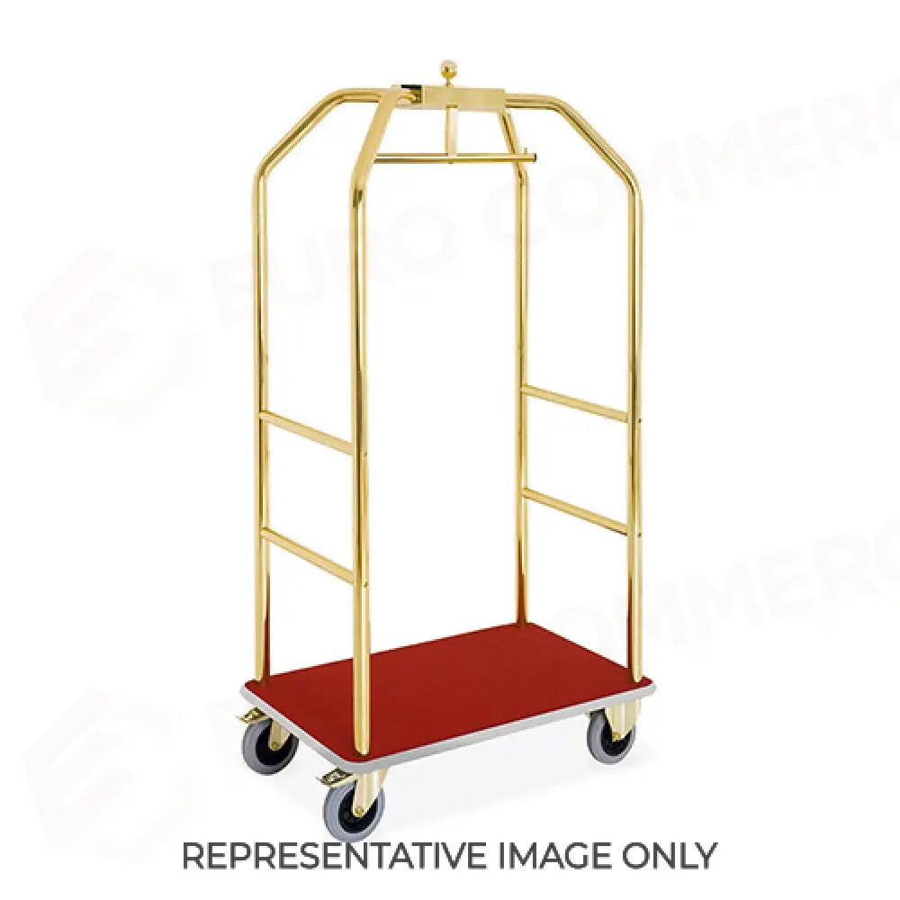 CARRELLO PORTABITI/PORTABAGAGLI OTTONATO MOQUETTE BORDEAUX CM 99X59X189H RUOTE ELASTICHE 2 FRENATE - 1920R-E