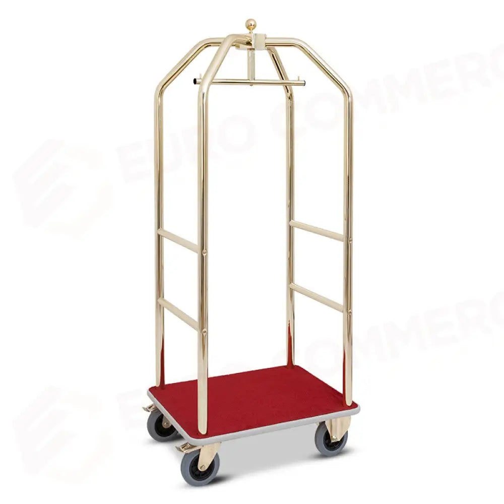 CARRELLO PORTABITI/PORTABAGAGLI OTTONATO MOQUETTE BORDEAUX CM 79X59X189H - 1921R - METALCARRELLI - CARRELLI