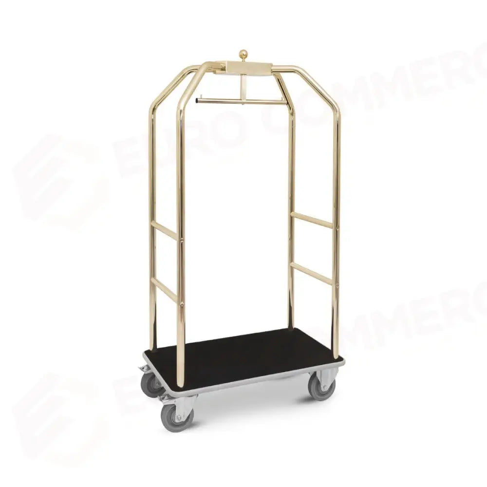 CARRELLO PORTABITI/PORTABAGAGLI OTTONATO MOQUETTE NERA CM 79X59X189H - 1921N - METALCARRELLI - CARRELLI