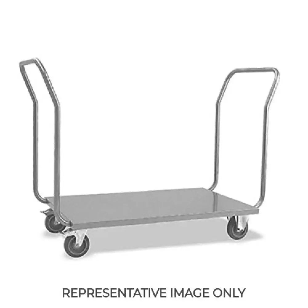 CARRELLO PORTACASSE INOX 2 MANICI 2 RUOTE FRENATE CM 60X70X97H - 1895M2 - METALCARRELLI - CARRELLI