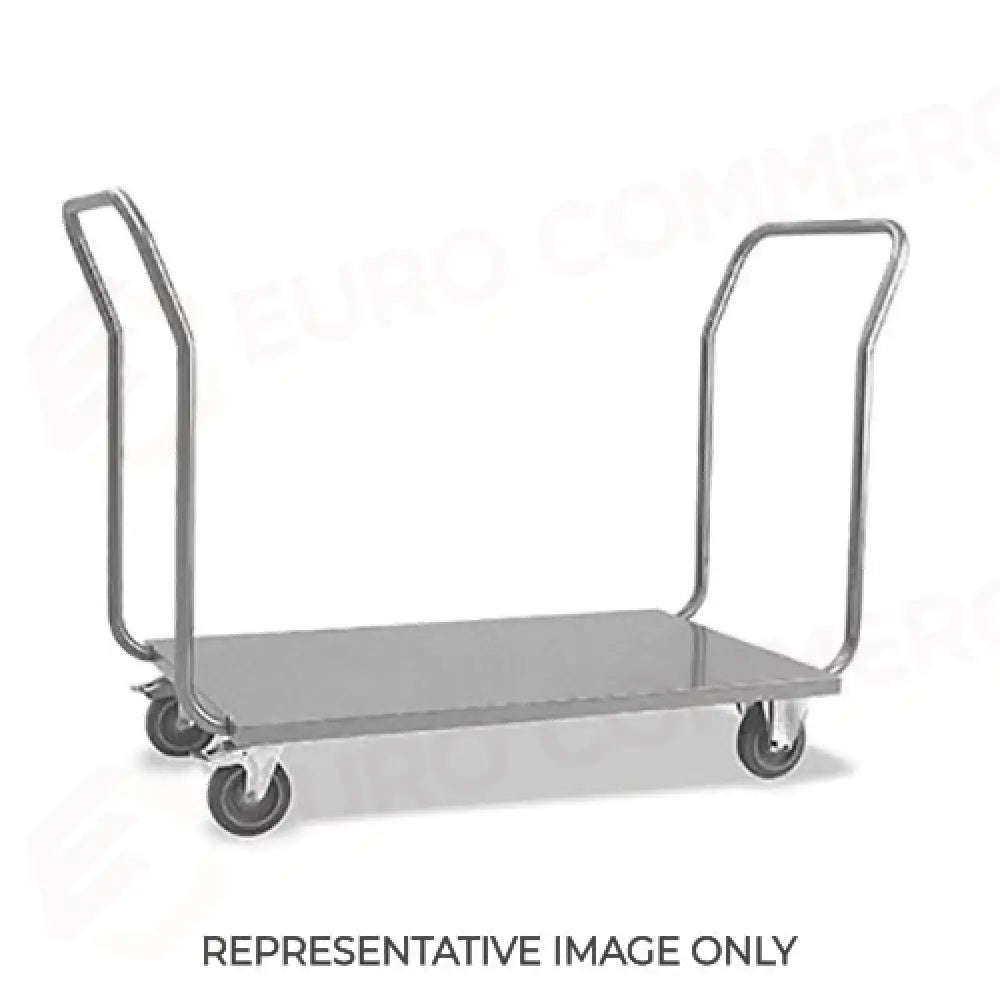CARRELLO PORTACASSE INOX 2 MANICI 2 RUOTE FRENATE CM 60X90X97H - 1896 - METALCARRELLI - CARRELLI