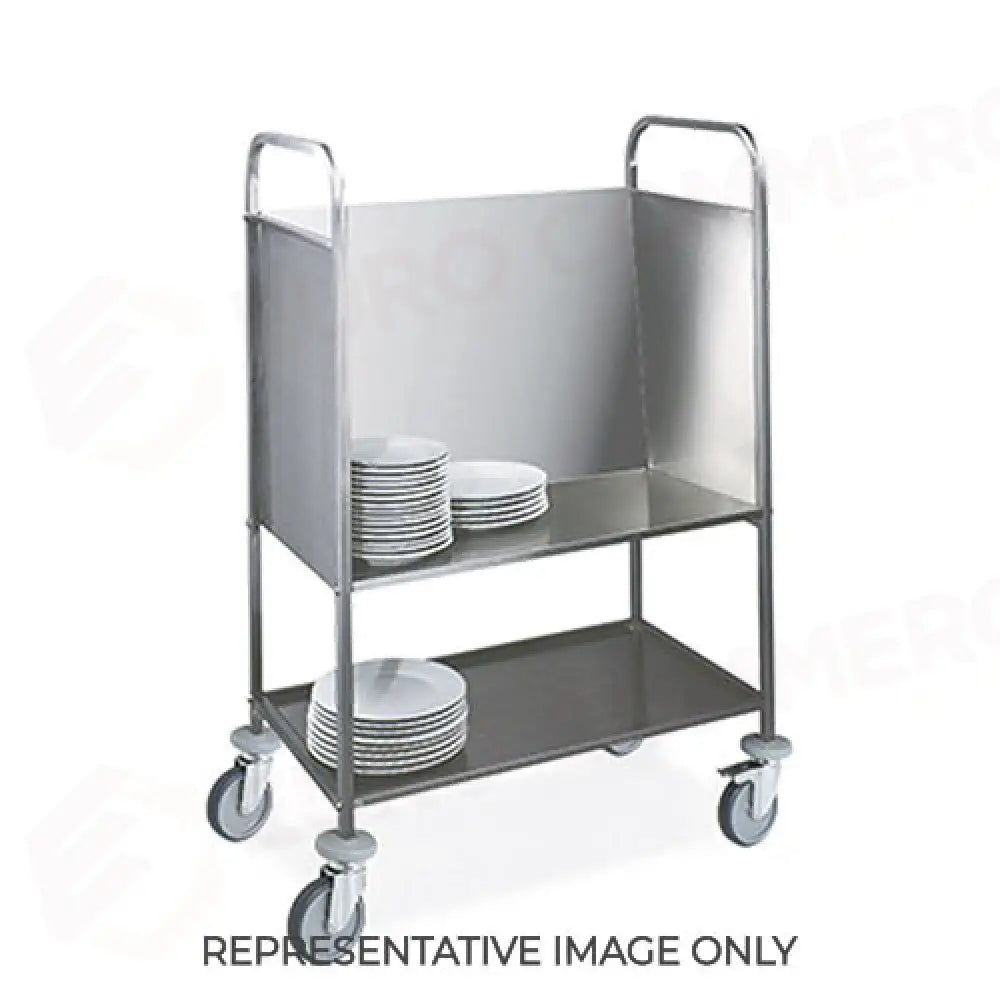 CARRELLO PORTAPIATTI IMPILATI PORTATA 200 PIATTI RIPIANO DI SERVIZIO 2 RUOTE FRENATE - 1272-F - METALCARRELLI - CARRELLI