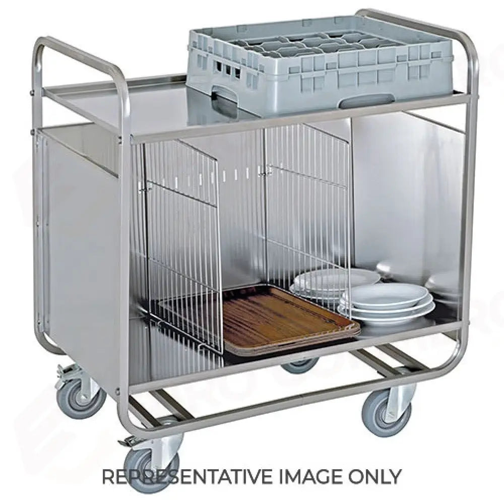 CARRELLO PORTAPIATTI/VASSOI IMPILATI PORTATA 200 PIATTI PIANO DI SERVIZIO RUOTE ELASTICHE 2 RUOTE FRENATE - 1270PR-E
