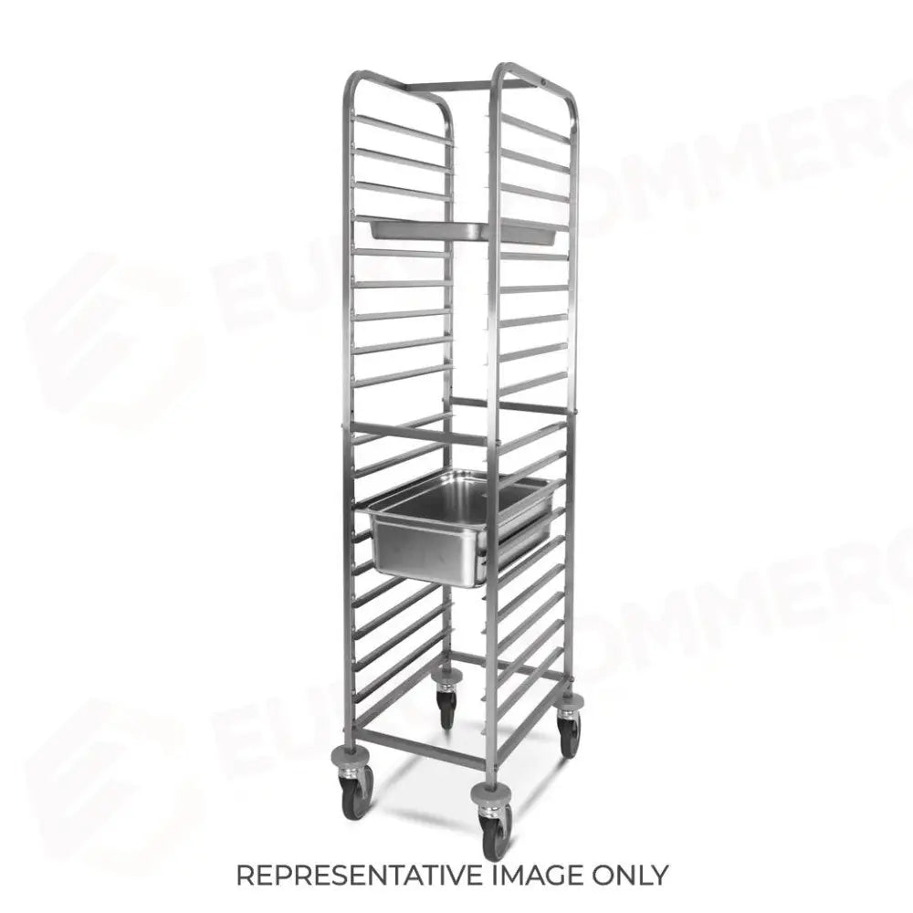 CARRELLO PORTATEGLIE 18XGN 1/1 GUIDE A ’C’ 2 RUOTE FRENATE - 2071-F - METALCARRELLI - CARRELLI