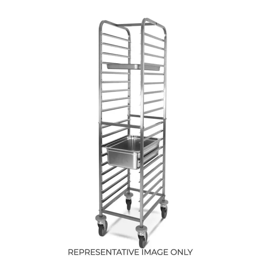 CARRELLO PORTATEGLIE 18XGN 1/1 GUIDE A ’C’ 2 RUOTE FRENATE - 2071-F - METALCARRELLI - CARRELLI