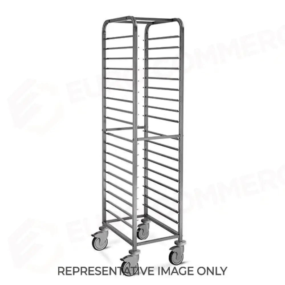 CARRELLO PORTATEGLIE 18XGN 1/1 GUIDE A ’C’ CON FERMO 2 RUOTE FRENATE - 2062-F - METALCARRELLI - CARRELLI