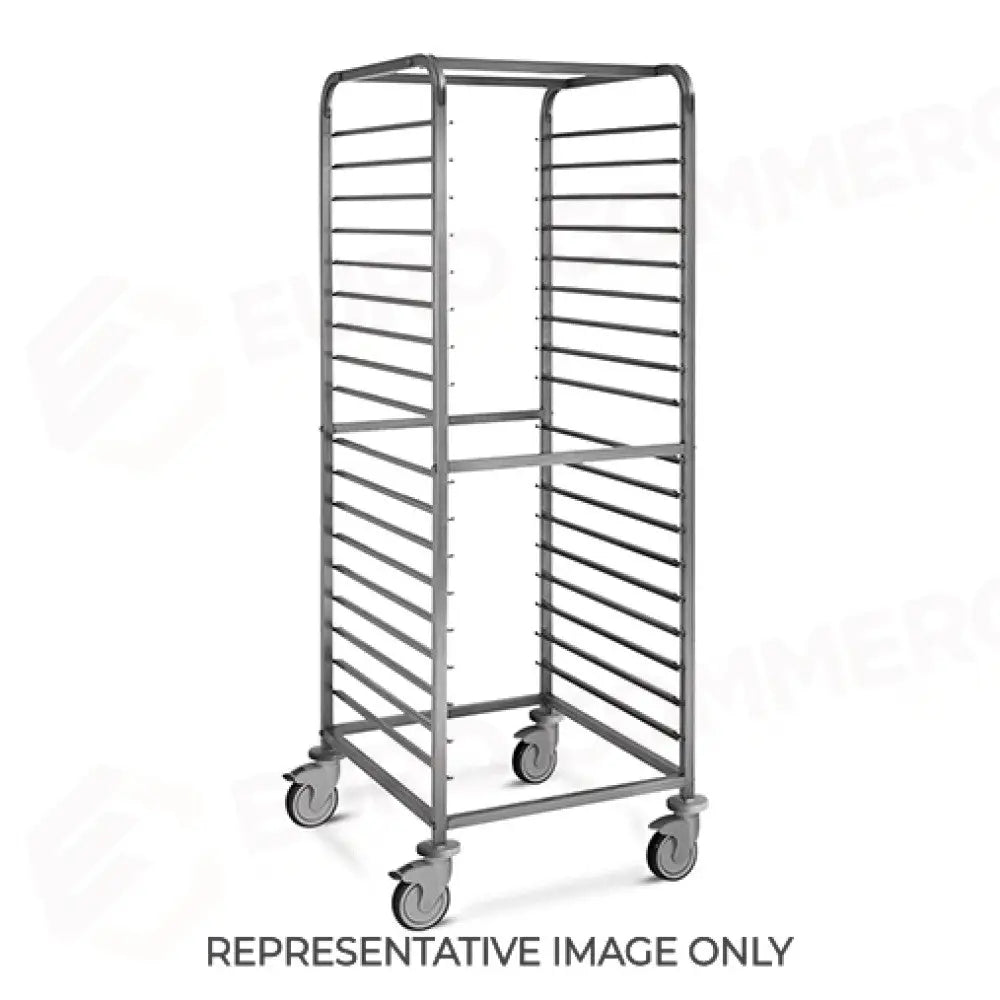 CARRELLO PORTATEGLIE 18XGN 2/1 GUIDE A ’C’ CON FERMO 2 RUOTE FRENATE - 2060-F - METALCARRELLI - CARRELLI