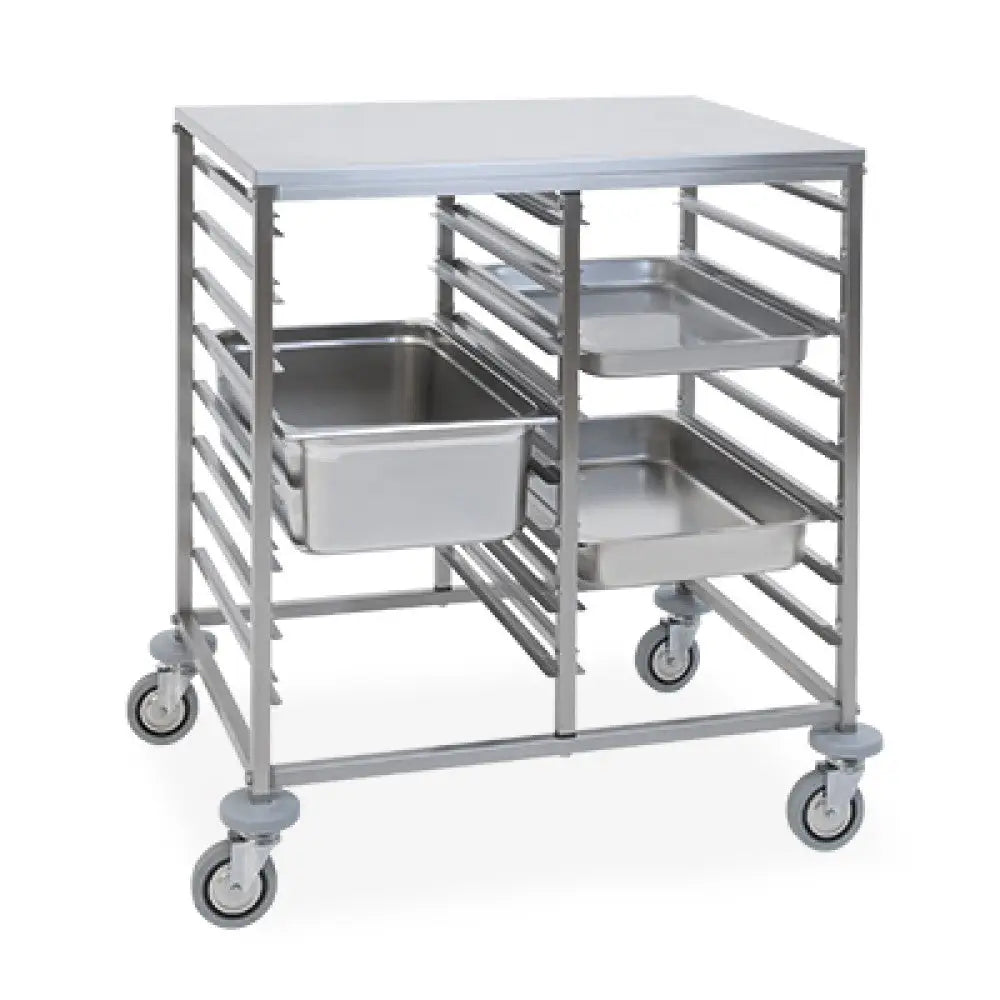 CARRELLO PORTATEGLIE 8 + 8XGN 1/1 GUIDE A ’C’ PIANO SUPERIORE INOX - 2073D - METALCARRELLI - CARRELLI