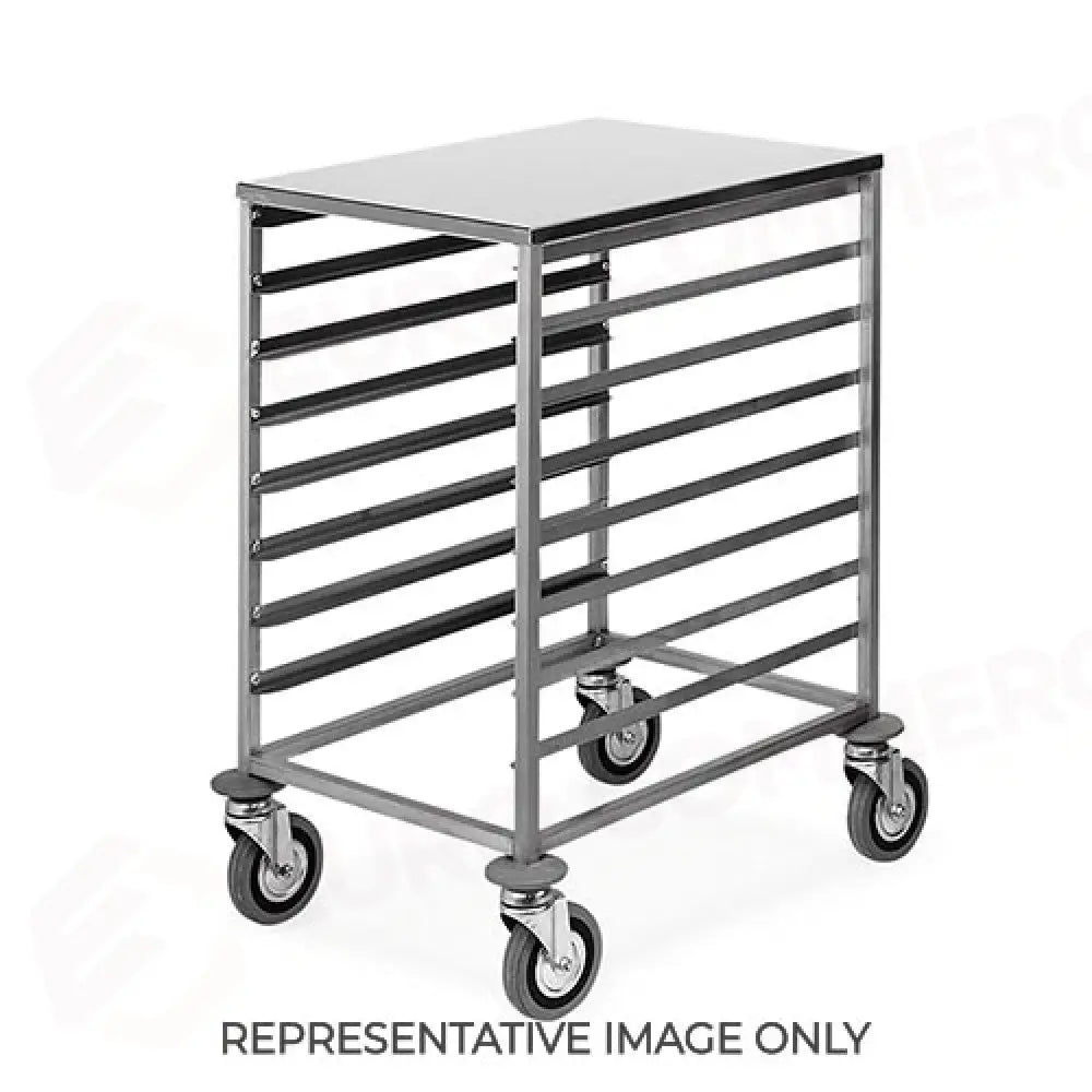 CARRELLO PORTATEGLIE 8X60X40 GUIDE A ’L’ PIANO SUPERIORE INOX 2 RUOTE FRENATE - 2078-F - METALCARRELLI - CARRELLI