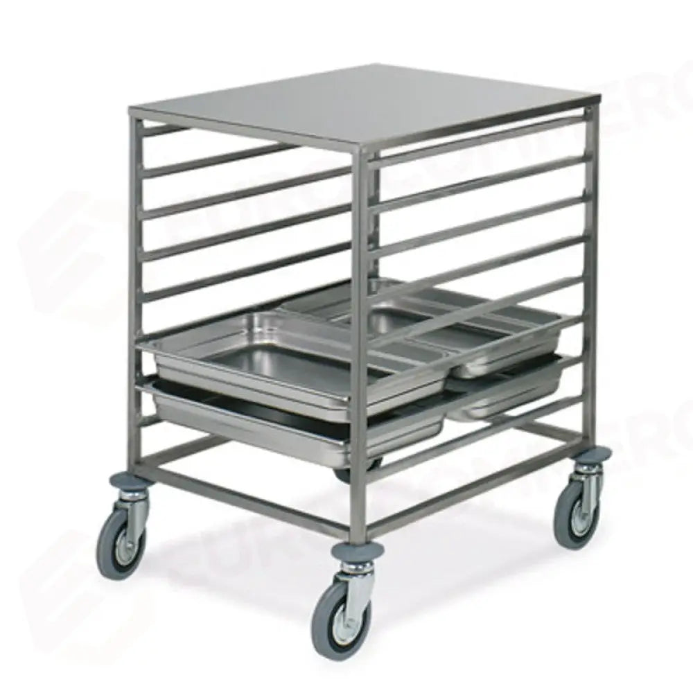 CARRELLO PORTATEGLIE 8XGN 2/1 GUIDE A ’C’ PIANO SUPERIORE INOX - 2074 - METALCARRELLI - CARRELLI