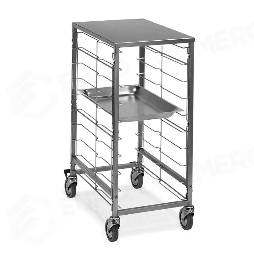 CARRELLO PORTATEGLIE 9XGN 1/1 GUIDE IN FILO PIANO SUPERIORE INOX - 2080 - METALCARRELLI - CARRELLI