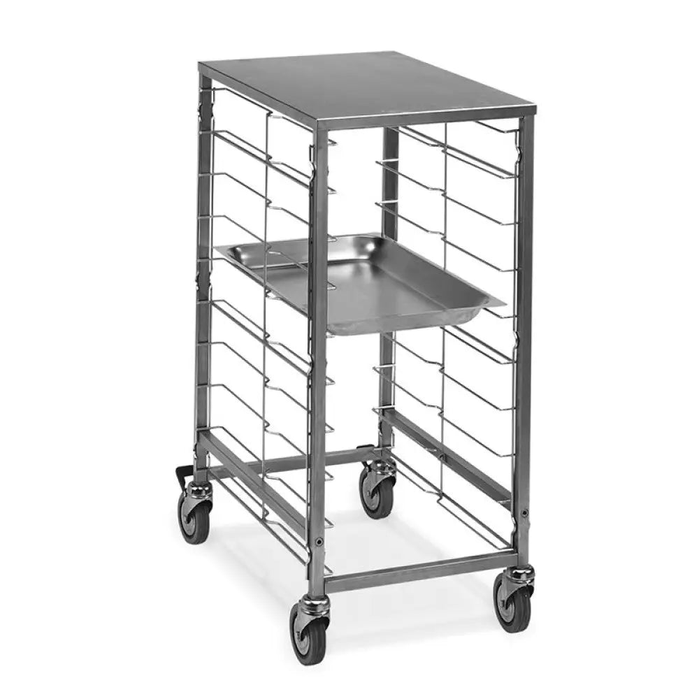 CARRELLO PORTATEGLIE 9XGN 1/1 GUIDE IN FILO PIANO SUPERIORE INOX - 2080 - METALCARRELLI - CARRELLI