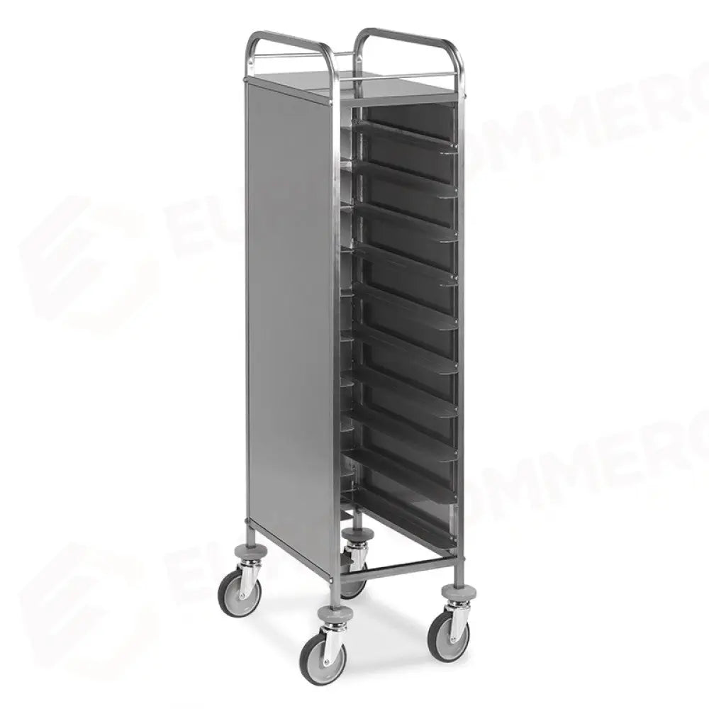 CARRELLO PORTAVASSOI PANNELLATO INOX PORTATA 10 VASSOI EN - 1471EN - METALCARRELLI - CARRELLI