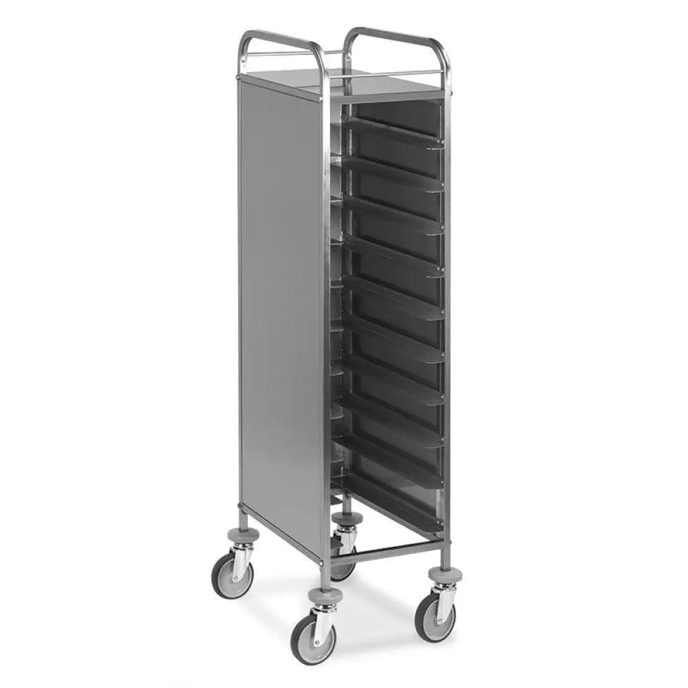 CARRELLO PORTAVASSOI PANNELLATO INOX PORTATA 10 VASSOI GN - 1471GN - METALCARRELLI - CARRELLI