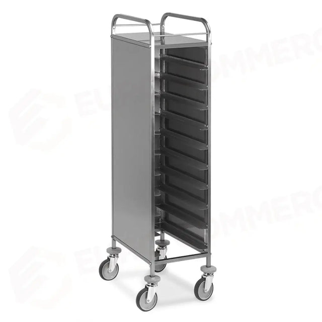 CARRELLO PORTAVASSOI PANNELLATO INOX, PORTATA 10 VASSOI GN - 1471GN - METALCARRELLI