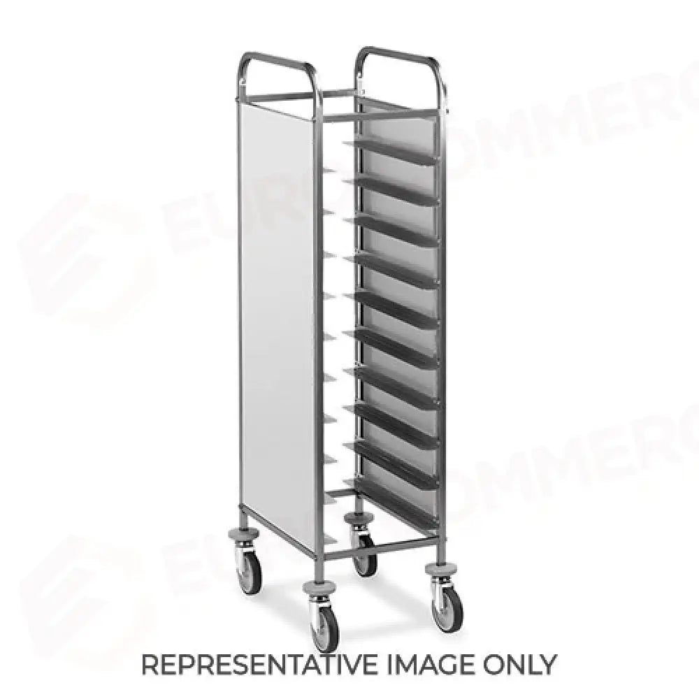 CARRELLO PORTAVASSOI PANNELLATO NOBILITATO PORTATA 12 VASSOI EN ROVERE 2 RUOTE FRENATE - 1472EN-PN-F - METALCARRELLI