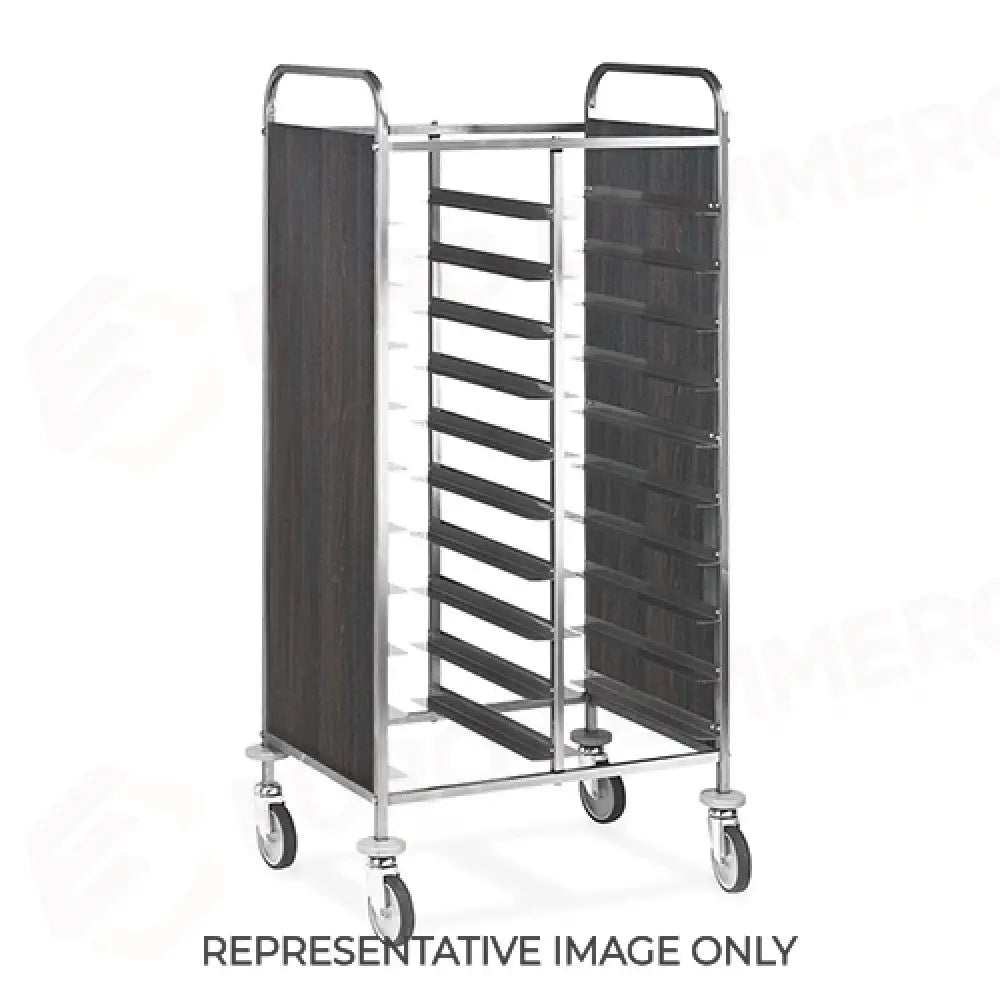 CARRELLO PORTAVASSOI PANNELLATO NOBILITATO PORTATA 20 VASSOI EN TABACCO 2 RUOTE FRENATE - 1475EN-PNT-F - METALCARRELLI